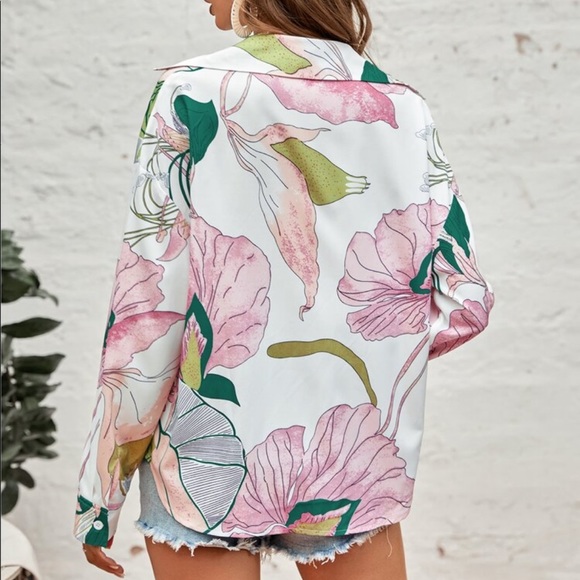 Boho Floral Print Button Down Shirt Top Blouse - Picture 10 of 14